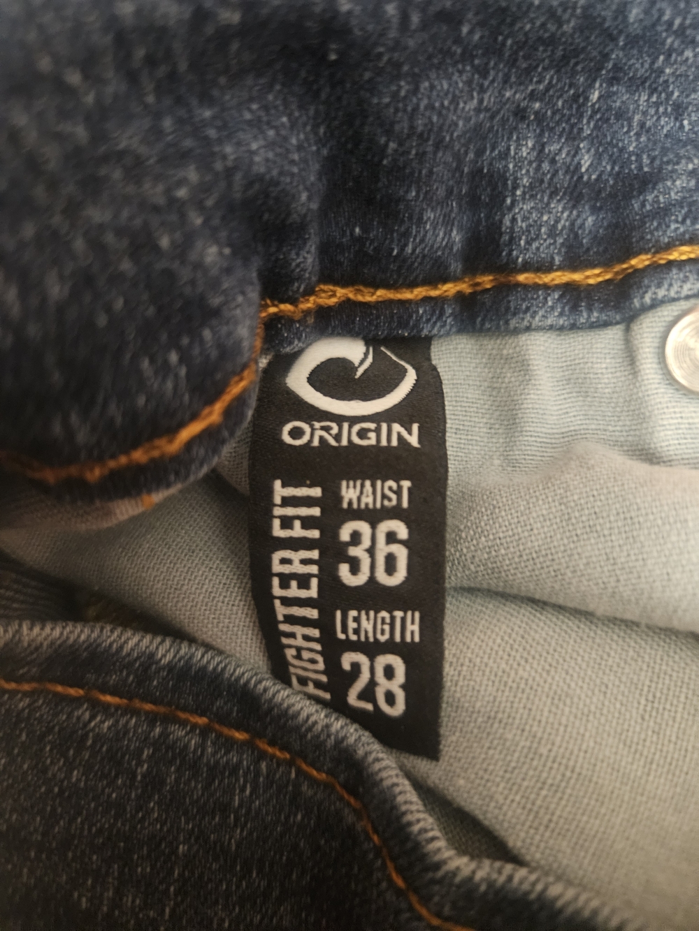 Origins Dark Blue Denim Jeans with Orange Stitching - Picture 11 of 11